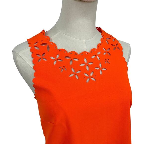 J.Crew Factory Petite Neon Orange Sheath Dress Laser Cut Size 0P NWT - Picture 2 of 8